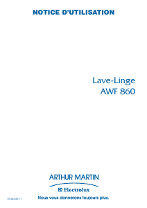 Mode d’emploi Arthur Martin-Electrolux AWF 860 Lave-linge