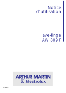 Mode d’emploi Arthur Martin-Electrolux AW 809 F Lave-linge