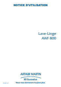 Mode d’emploi Arthur Martin-Electrolux AWF 800 Lave-linge