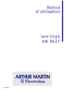 Mode d’emploi Arthur Martin-Electrolux AW 863 F Lave-linge