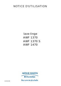 Mode d’emploi Arthur Martin-Electrolux AWF 1370 Lave-linge