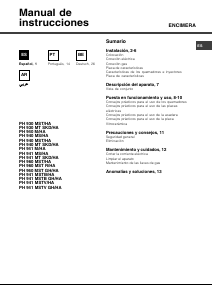 Manual de uso Hotpoint PH 960MST (AV) R/HA Placa