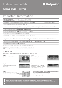 Manual Hotpoint FETV 60C P (UK) Dryer