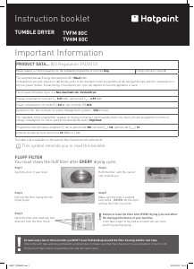 Manual Hotpoint TVHM 80C P (UK) Dryer