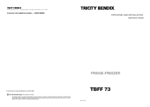 Handleiding Tricity Bendix TBFF73 Koel-vries combinatie