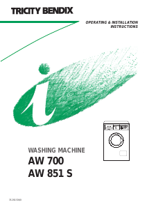 Manual Tricity Bendix AW851S Washing Machine