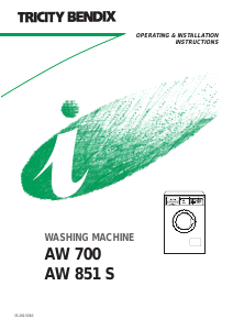 Manual Tricity Bendix AW700 Washing Machine