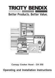 Manual Tricity Bendix CH550W Cooker Hood