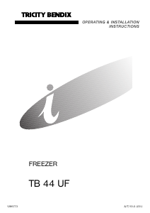 Manual Tricity Bendix TB44UF Freezer