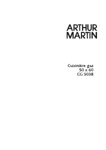 Mode d’emploi Arthur Martin CG5038W1 Cuisinière