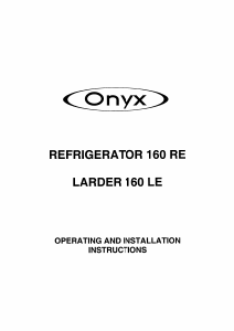 Manual Onyx 160RE Refrigerator