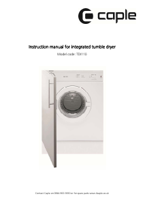Manual Caple TDi110 Dryer