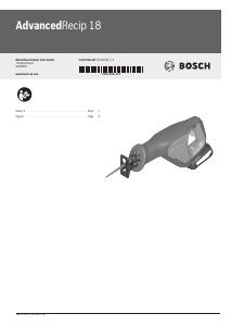 Bedienungsanleitung Bosch AdvancedRecip 18 Säbelsäge