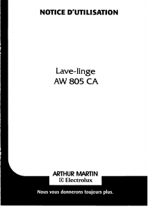 Mode d’emploi Arthur Martin-Electrolux AW 805 CA Lave-linge