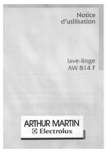 Mode d’emploi Arthur Martin-Electrolux AW 814 F Lave-linge