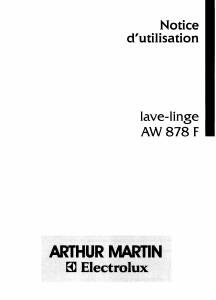 Mode d’emploi Arthur Martin-Electrolux AW 878 F Lave-linge