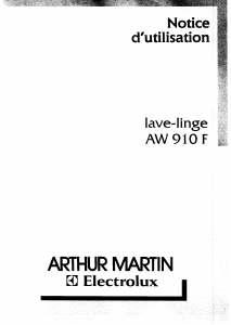 Mode d’emploi Arthur Martin-Electrolux AW 910 F Lave-linge