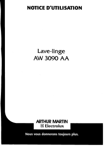 Mode d’emploi Arthur Martin-Electrolux AW 3090 AA Lave-linge