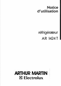 Mode d’emploi Arthur Martin-Electrolux AR1424T Réfrigérateur