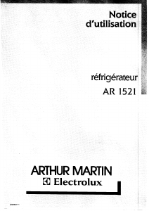 Mode d’emploi Arthur Martin-Electrolux AR1521W Réfrigérateur