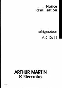Mode d’emploi Arthur Martin-Electrolux AR1671I Réfrigérateur