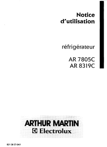 Mode d’emploi Arthur Martin-Electrolux AR7805C Réfrigérateur