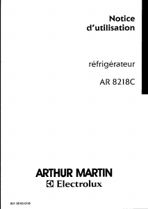 Mode d’emploi Arthur Martin-Electrolux AR8218C Réfrigérateur