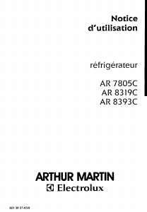 Mode d’emploi Arthur Martin-Electrolux AR8393C Réfrigérateur