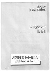 Mode d’emploi Arthur Martin-Electrolux IR1651 Réfrigérateur