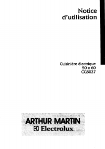 Mode d’emploi Arthur Martin-Electrolux CE5027W Cuisinière
