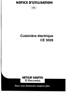 Mode d’emploi Arthur Martin-Electrolux CE5028 Cuisinière