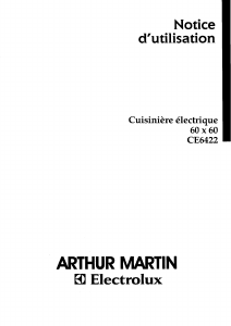 Mode d’emploi Arthur Martin-Electrolux CE6422 Cuisinière