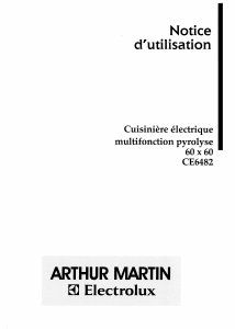 Mode d’emploi Arthur Martin-Electrolux CE6482W1 Cuisinière