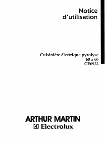 Mode d’emploi Arthur Martin-Electrolux CE6922N1 Cuisinière
