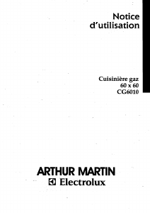 Mode d’emploi Arthur Martin-Electrolux CG6010W1 Cuisinière