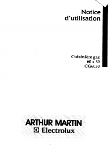 Mode d’emploi Arthur Martin-Electrolux CG6030 Cuisinière