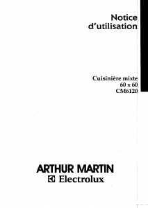 Mode d’emploi Arthur Martin-Electrolux CM6120W1 Cuisinière