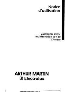 Mode d’emploi Arthur Martin-Electrolux CM6140W1 Cuisinière