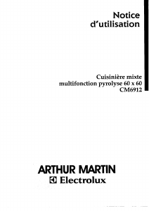 Mode d’emploi Arthur Martin-Electrolux CM6912N1 Cuisinière