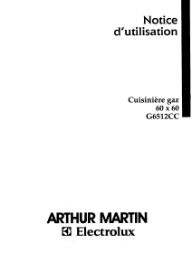 Mode d’emploi Arthur Martin-Electrolux G6512CC Cuisinière