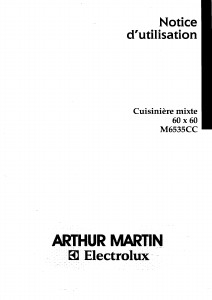 Mode d’emploi Arthur Martin-Electrolux M6535CC Cuisinière