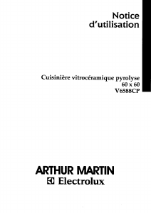 Mode d’emploi Arthur Martin-Electrolux V6588CP Cuisinière