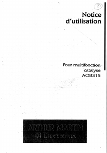 Mode d’emploi Arthur Martin-Electrolux AOB 315 N1 Four