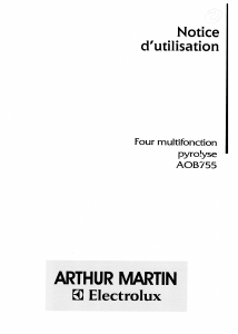 Mode d’emploi Arthur Martin-Electrolux AOB 755 N1 Four