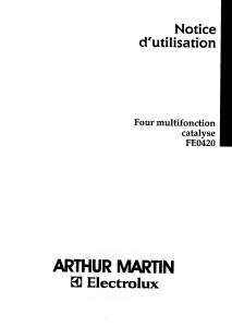 Mode d’emploi Arthur Martin-Electrolux FE 0420 W1 Four