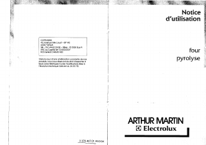 Mode d’emploi Arthur Martin-Electrolux FE 1009 B1 Four