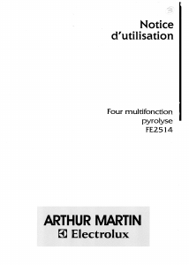 Mode d’emploi Arthur Martin-Electrolux FE 2514 N1 Four