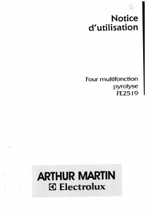 Mode d’emploi Arthur Martin-Electrolux FE 2519 W1 Four