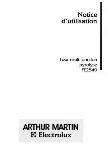 Mode d’emploi Arthur Martin-Electrolux FE 2549 N1 Four