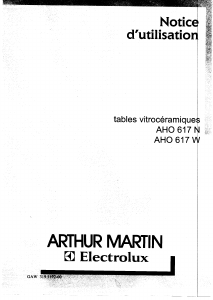 Mode d’emploi Arthur Martin-Electrolux AHO617W Table de cuisson